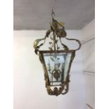 A large vintage style hanging 4 bulb lantern W:48cm x H:100cm