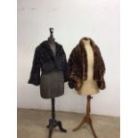 Two vintage fur jackets - bolero style and shrug style