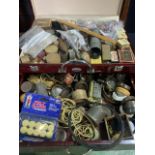 Large collection of movement parts, movement repair holders also with a lot of associated bits and