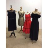 Four vintage evening dresses including a Lurex Shubette