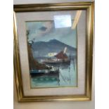 A continental oil on canvas of a water scene. Signed lower right. W:36cm x H:46cm