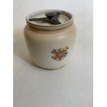 A Macintrye Ceramic tobacco jar with rubber sealed metal locking lid.