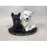 A Black and White Brentleigh Ware Scottish Whisky ceramic advertising dog figure W:29cm x H:23cm