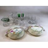 A quantity of glass including decorative Sherry glasses, a set of Holmegaards liqueur glasses with