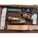 Mens shaving kit, cut throat razors, etc.