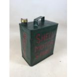 A vintage petrol can later painted in green and red - Shell Motor Spirit W:24cm x D:15cm x H:33cm