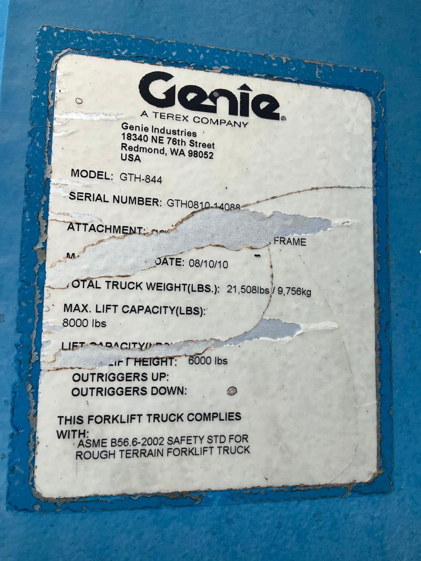 2010 GENIE GTH-844 TELESCOPIC FORKLIFT 8000LB 4x4 - Image 8 of 22