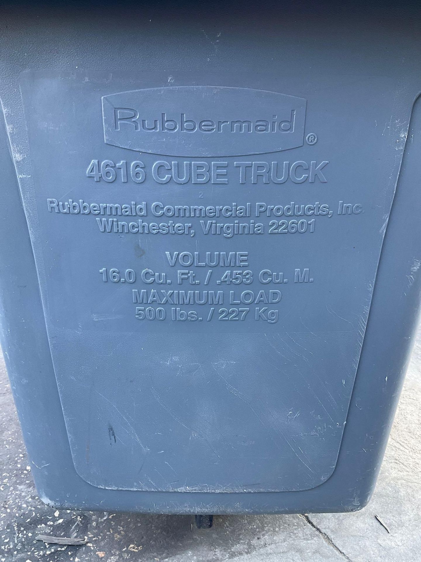 RUBBERMAID 4616 CUBE BIN ON WHEELS , APPROX 43” W x 28” L x 38” T - Image 6 of 6