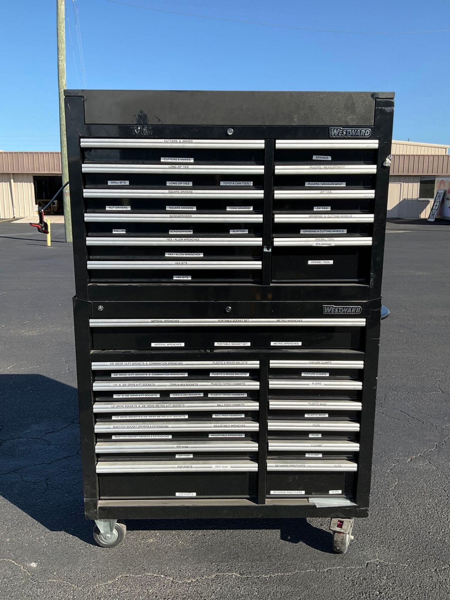 WESTWARD 24 DRAW ROLLING TOOLBOX CABINET WITH CONTENTS , APPROX 41” W x 19" L x 66"T - Image 5 of 21