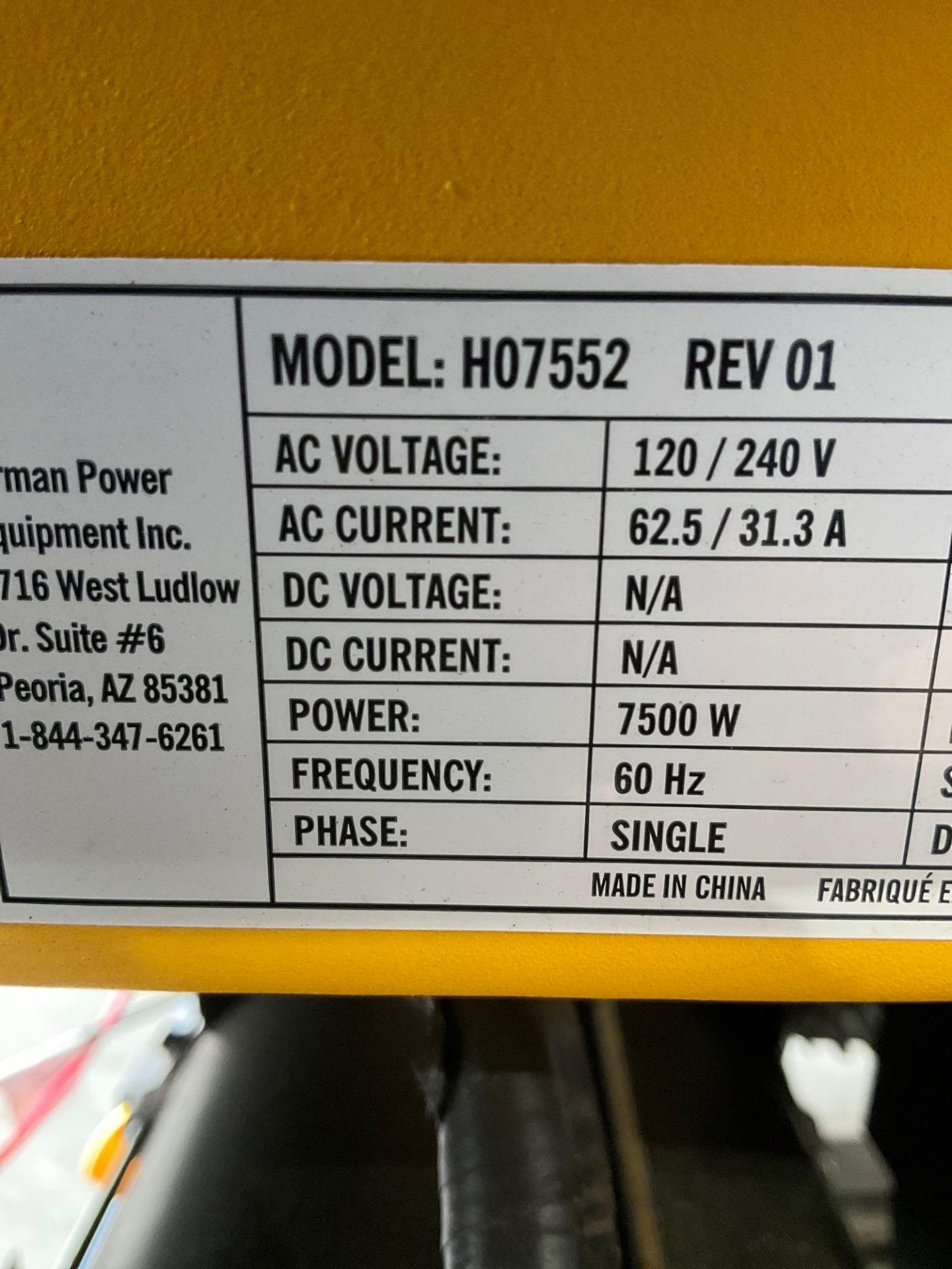 UNUSED FIRMAN DUEL FUEL GENERATOR MODEL HO7552 REV 1 WITH FIRMAN 439cc OHV MOTOR, SINGLE PHASE, APPR - Image 13 of 14