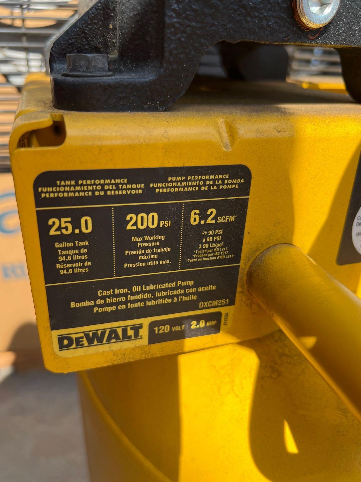 UNUSED DEWALT AIR COMPRESSOR MODEL DXCM 251, 25 GAL TANK - Image 7 of 8