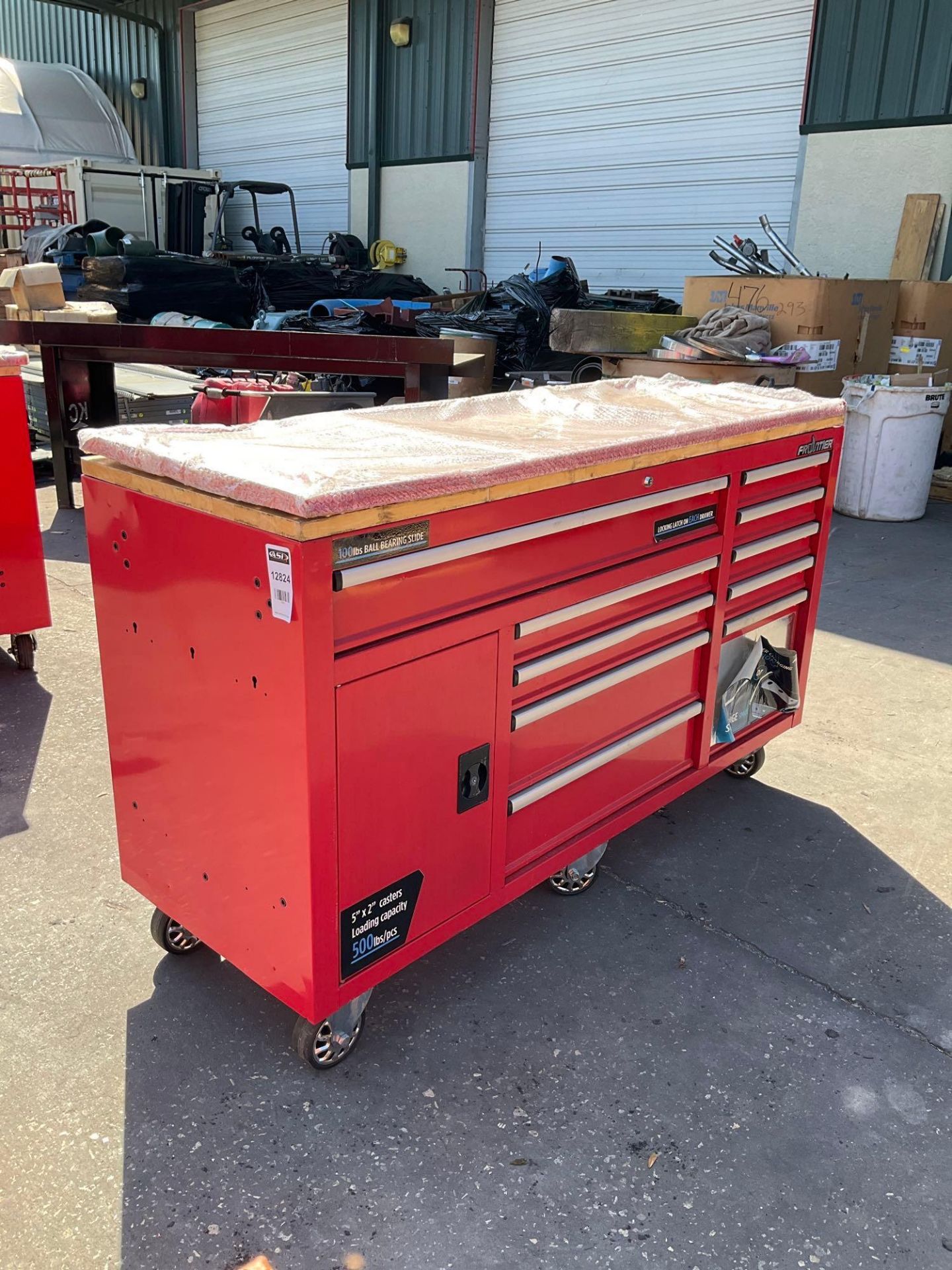 FRONTIER HEAVY DUTY 10 DRAWER WORK CENTER STATION ON WHEELS, KEYS INCLUDED, APPROX 62" - Image 3 of 8