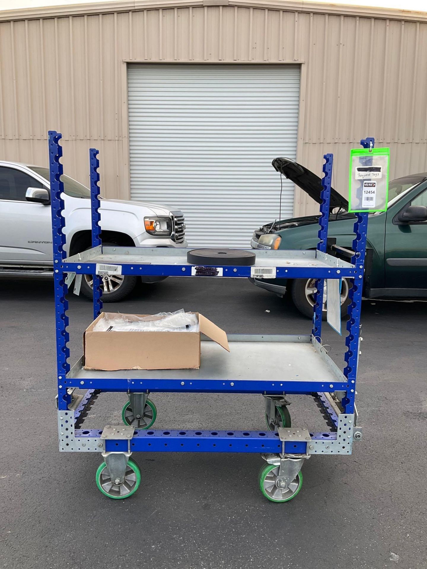 HEAVY DUTY 2 SHELF CART ON WHEELS, APPROX 50” W x 28” L x 62” T - Image 2 of 12