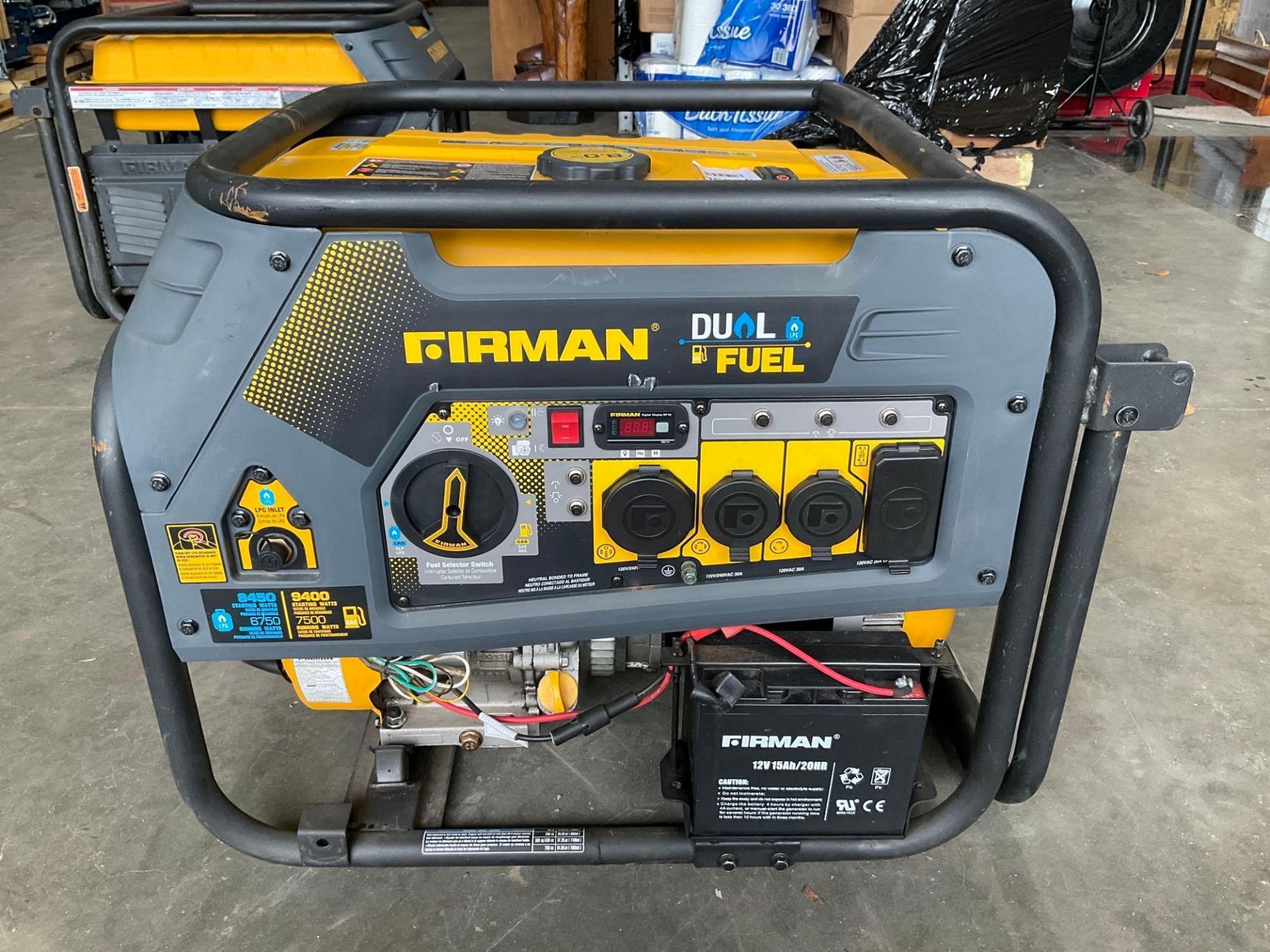 UNUSED FIRMAN DUEL FUEL GENERATOR MODEL HO7552 REV 1 WITH FIRMAN 439cc OHV MOTOR, SINGLE PHASE, APPR - Image 2 of 14