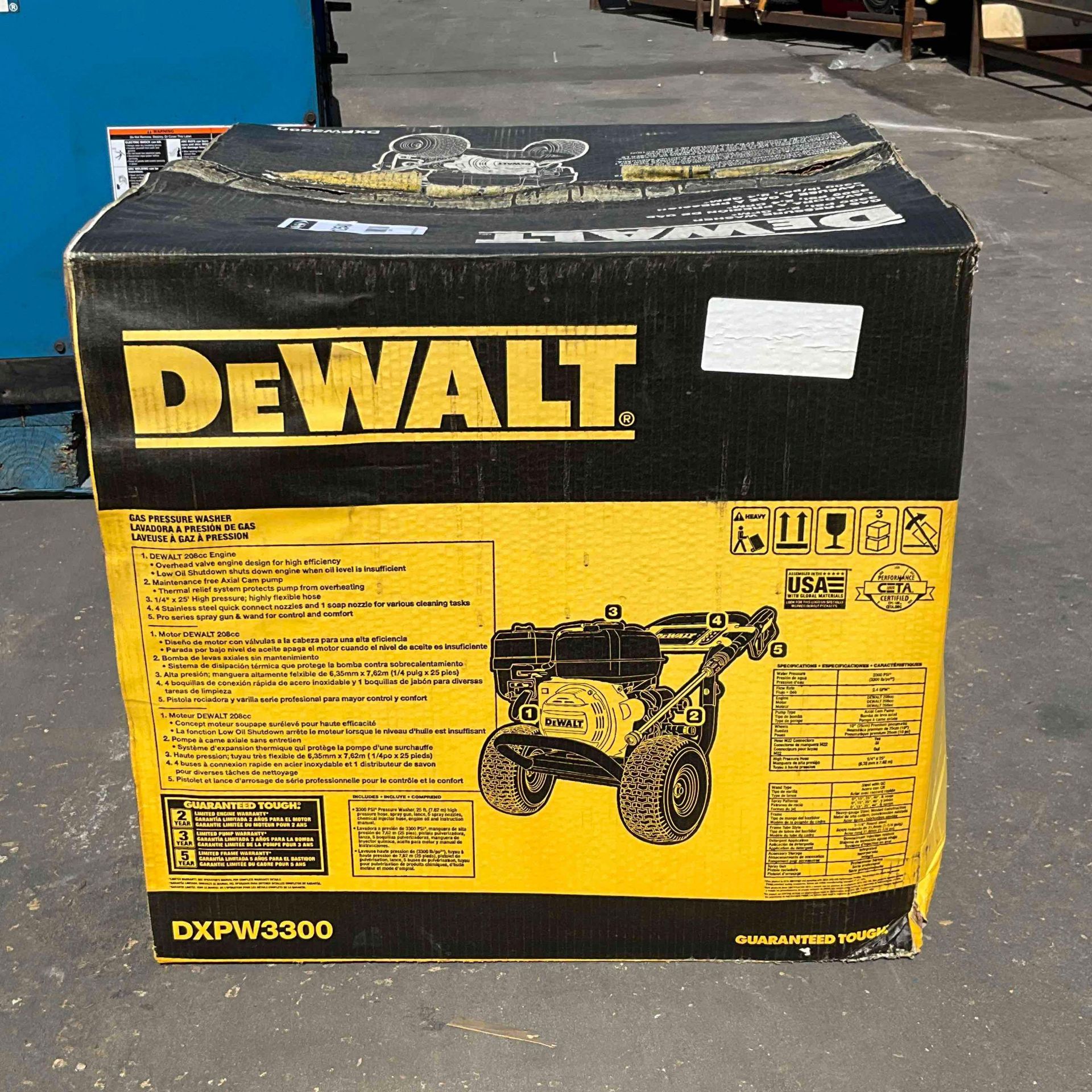 UNUSED DEWALT 3300PSI 2.4 GPM GAS PRESSURE WASHER MODEL DXPW3300