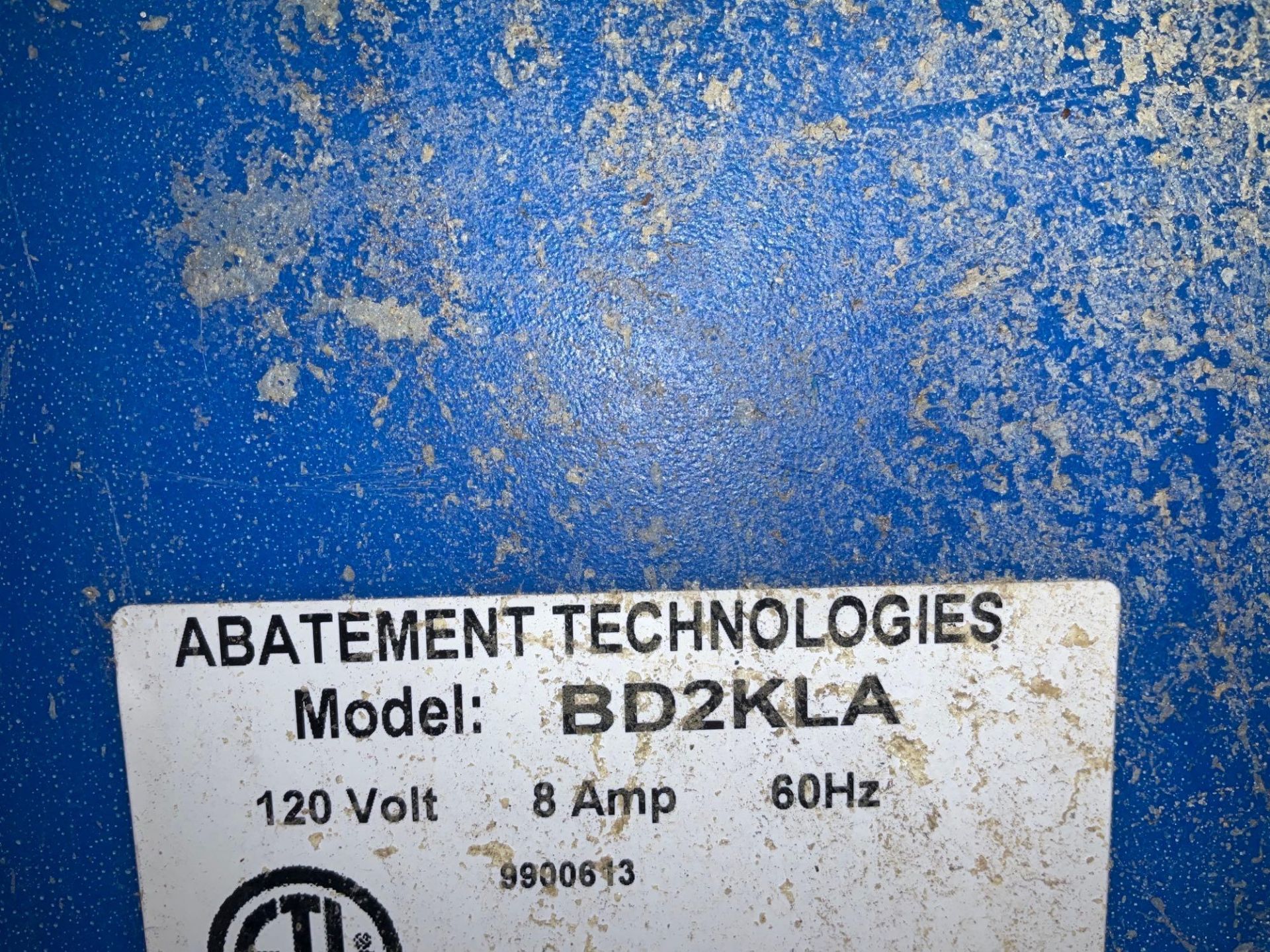 ABATEMENT TECHNOLOGIES BULLDOG NEGATIVE AIR MACHINE MODEL BD2KLA, ELECTRIC. APPROX 120 VOLTS, APPROX - Image 6 of 6