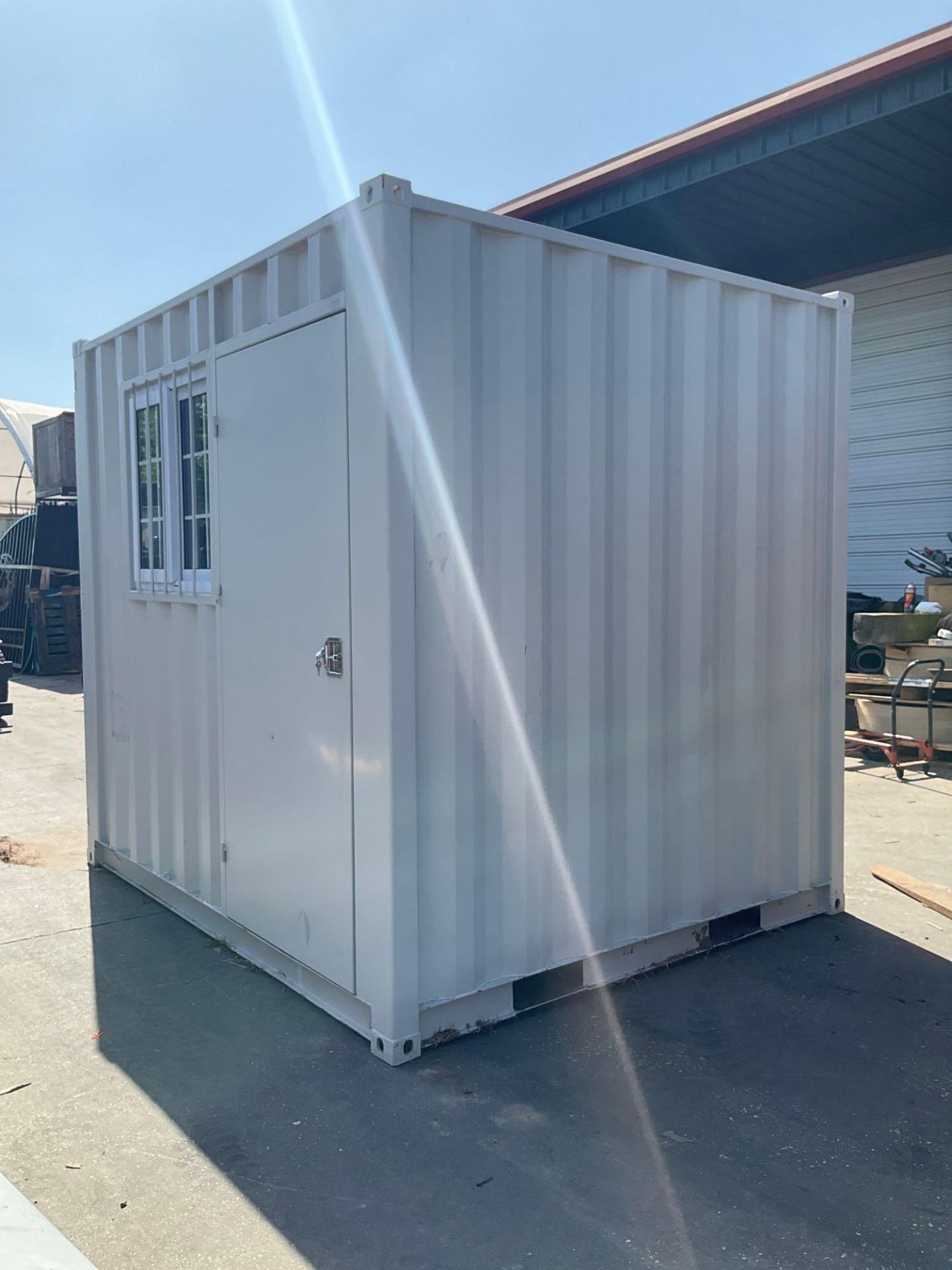 9' OFFICE / STORAGE CONTAINER, FORK POCKETS WITH SIDE DOOR ENTRANCE & SIDE WINDOW, APPROX 99'' T x 8 - Image 3 of 11