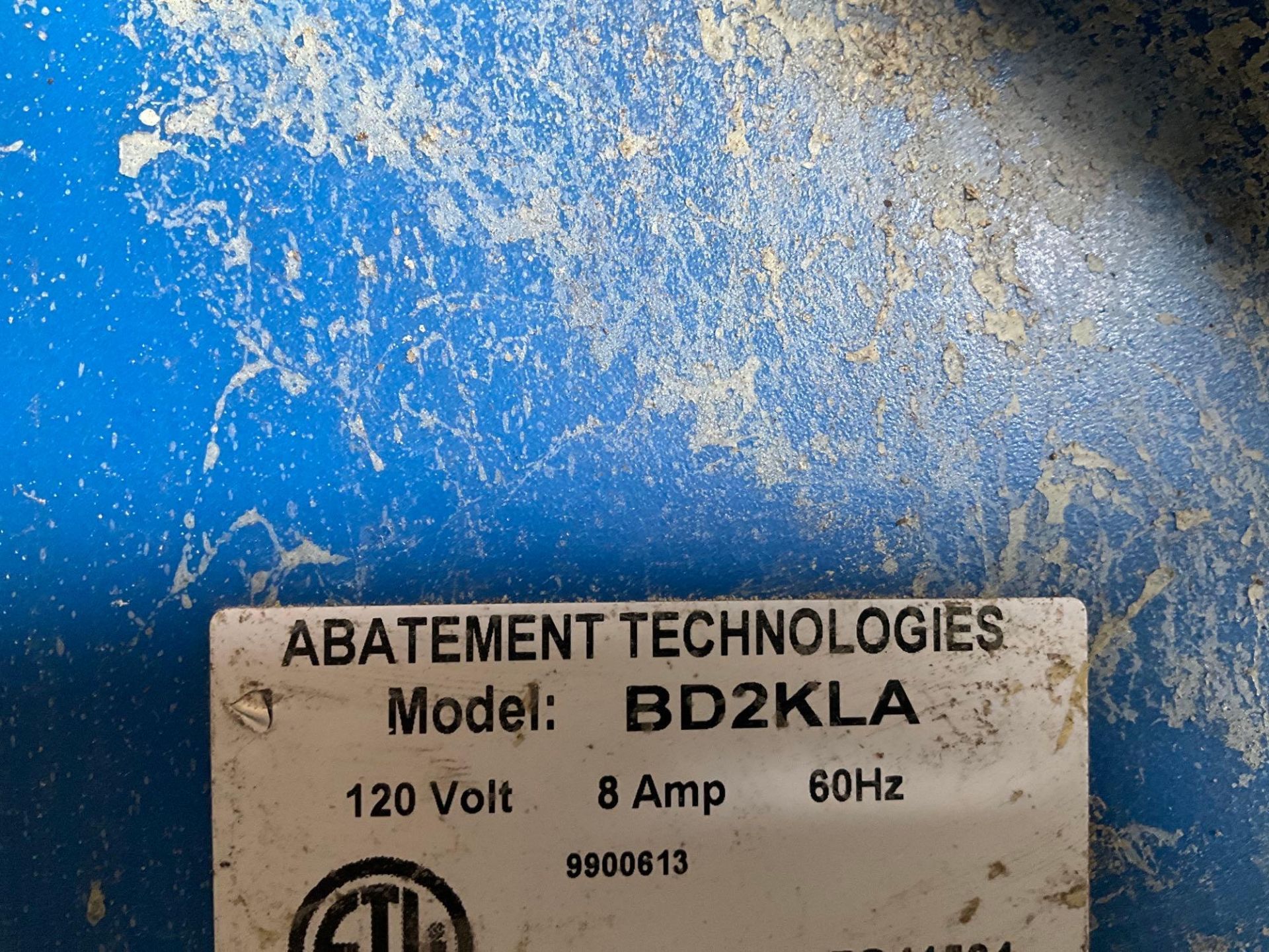 ABATEMENT TECHNOLOGIES BULLDOG NEGATIVE AIR MACHINE MODEL BD2KLA, ELECTRIC. APPROX 120 VOLTS, APPROX - Image 8 of 8