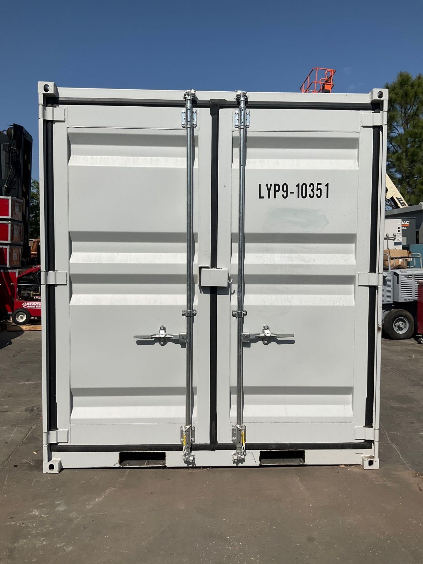 9' OFFICE / STORAGE CONTAINER, FORK POCKETS WITH SIDE DOOR ENTRANCE & SIDE WINDOW, APPROX 99'' T x 8 - Image 7 of 11
