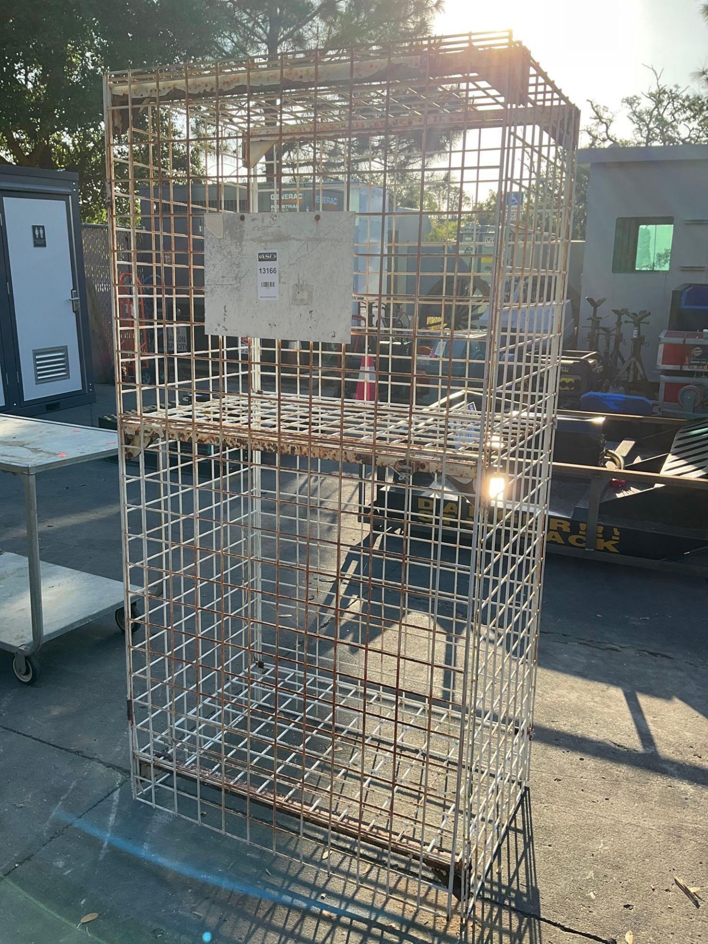 ( 1 ) STAINLESS STEEL FLAT SHELF CART ON WHEELS & ( 1 )  STORAGE CAGE, STORAGE CAGE APPROX 37” W x 2 - Image 7 of 7