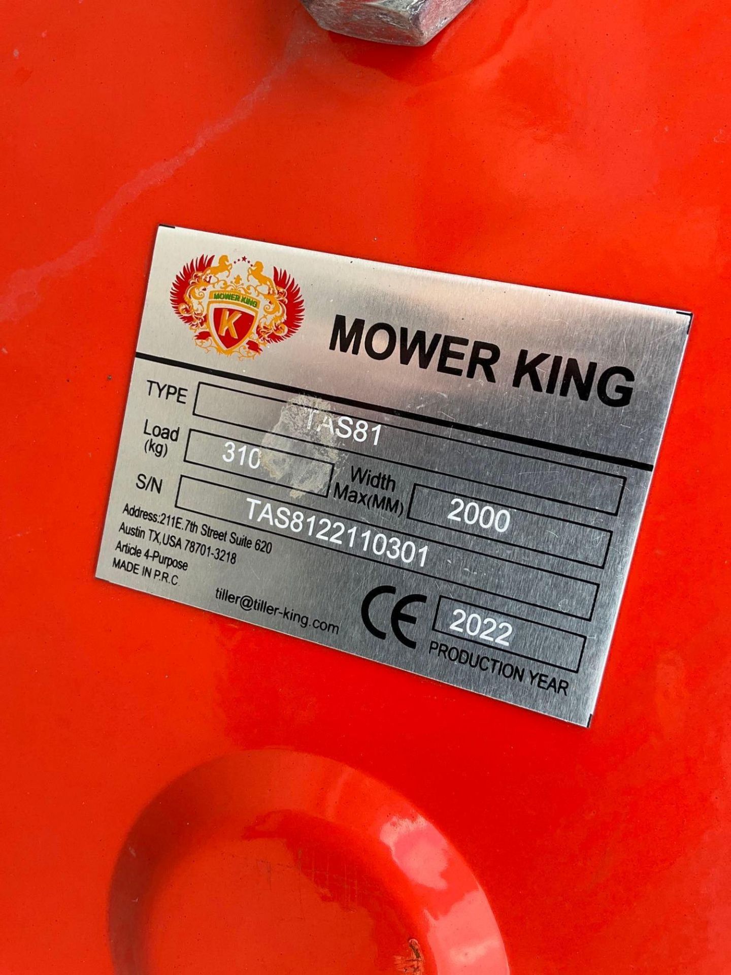 UNUSED 2022 MOWER KING HEAVY DUTY 3 POINT ROTARY TILLER ATTACHMENT MODEL TAS81 FOR UNIVERSAL SKID ST - Image 6 of 6