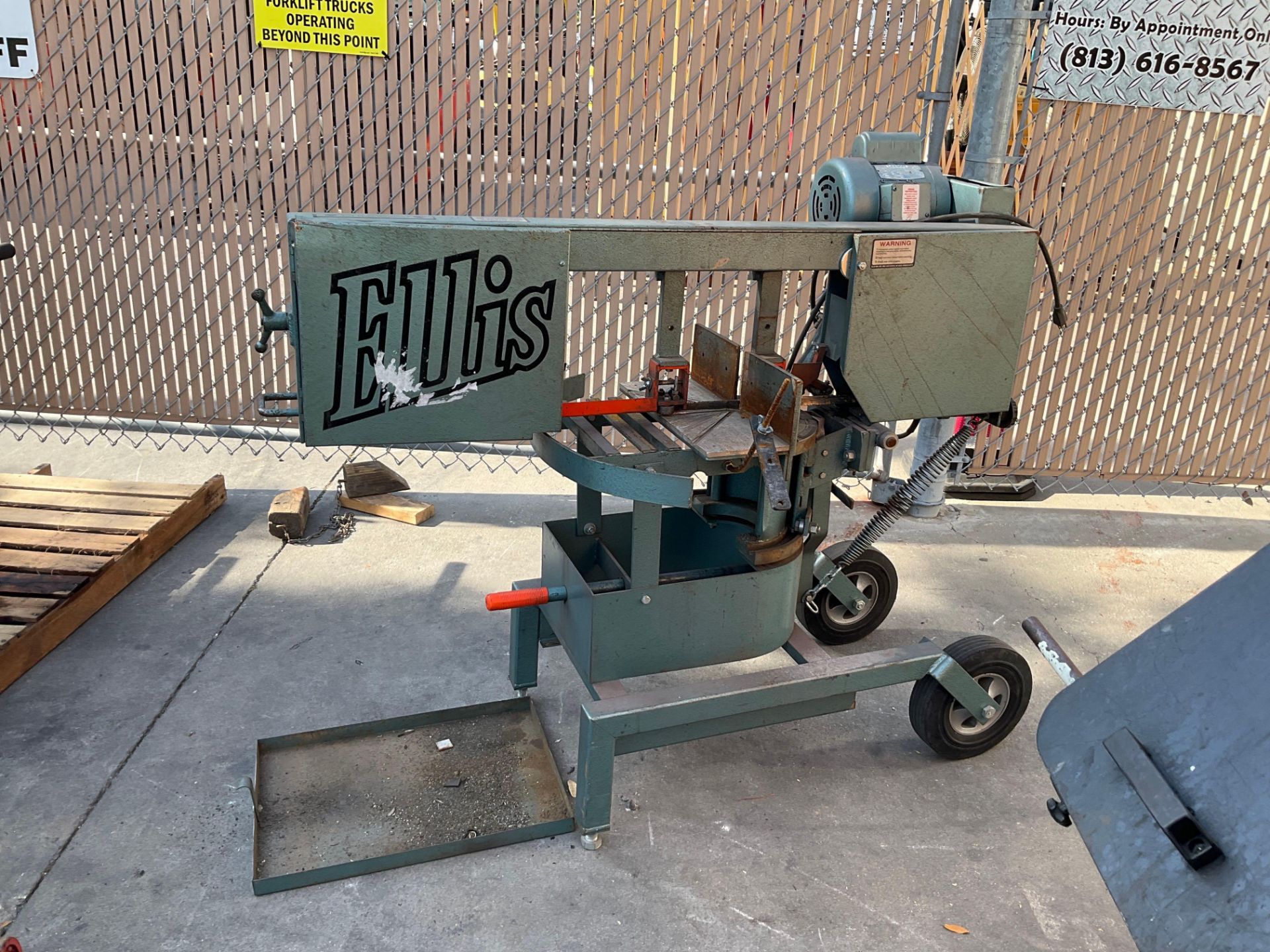ELLIS MITRE BAND SAW MODEL 1500, APPROX BLADE SIZE 9’6” X 3/4” X .035 WITH LEESON MOTOR MODEL M6C17F - Image 3 of 9