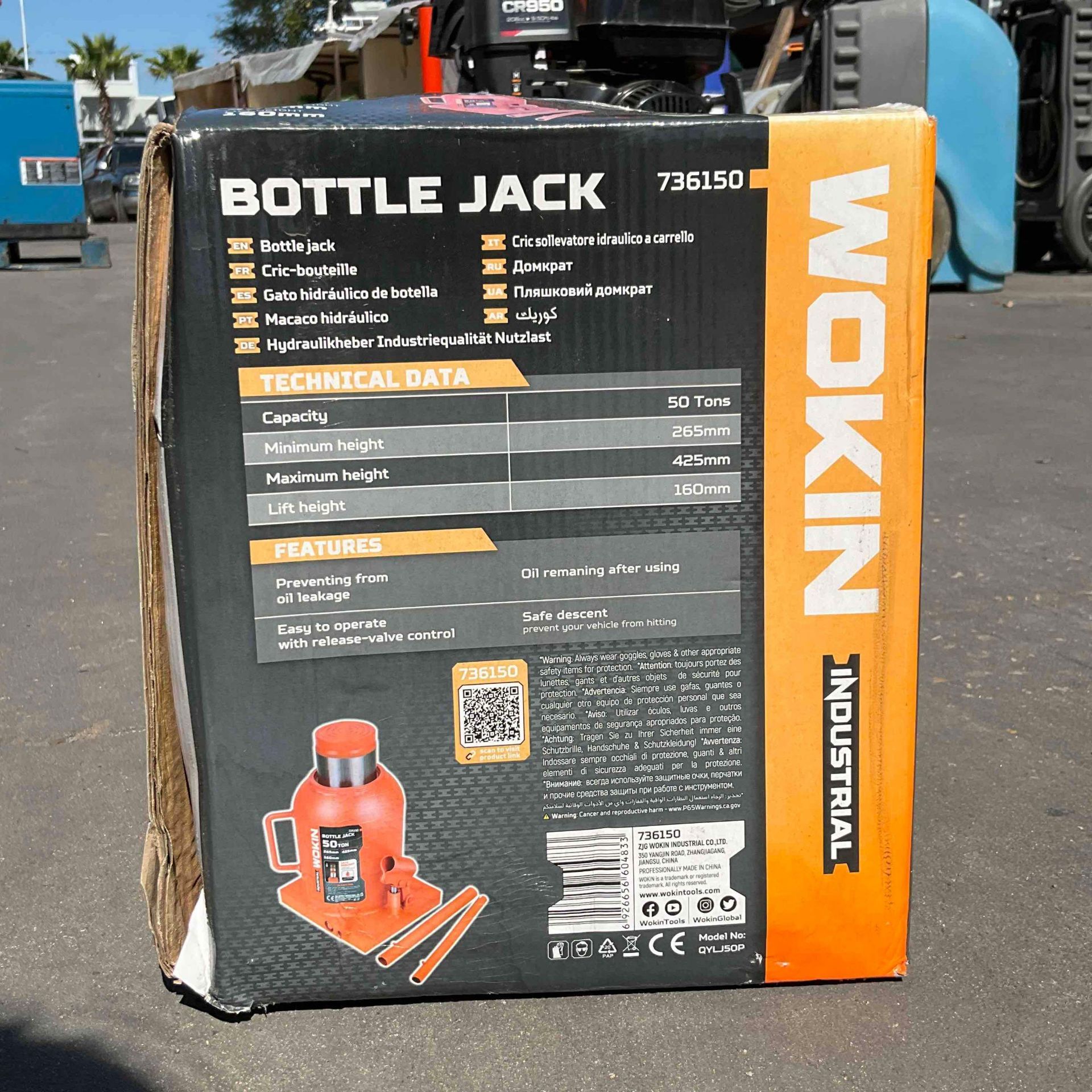 INDUSTRIAL WOKIN BOTTLE JACK, APPROX 50TON CAPACITY - Image 4 of 7