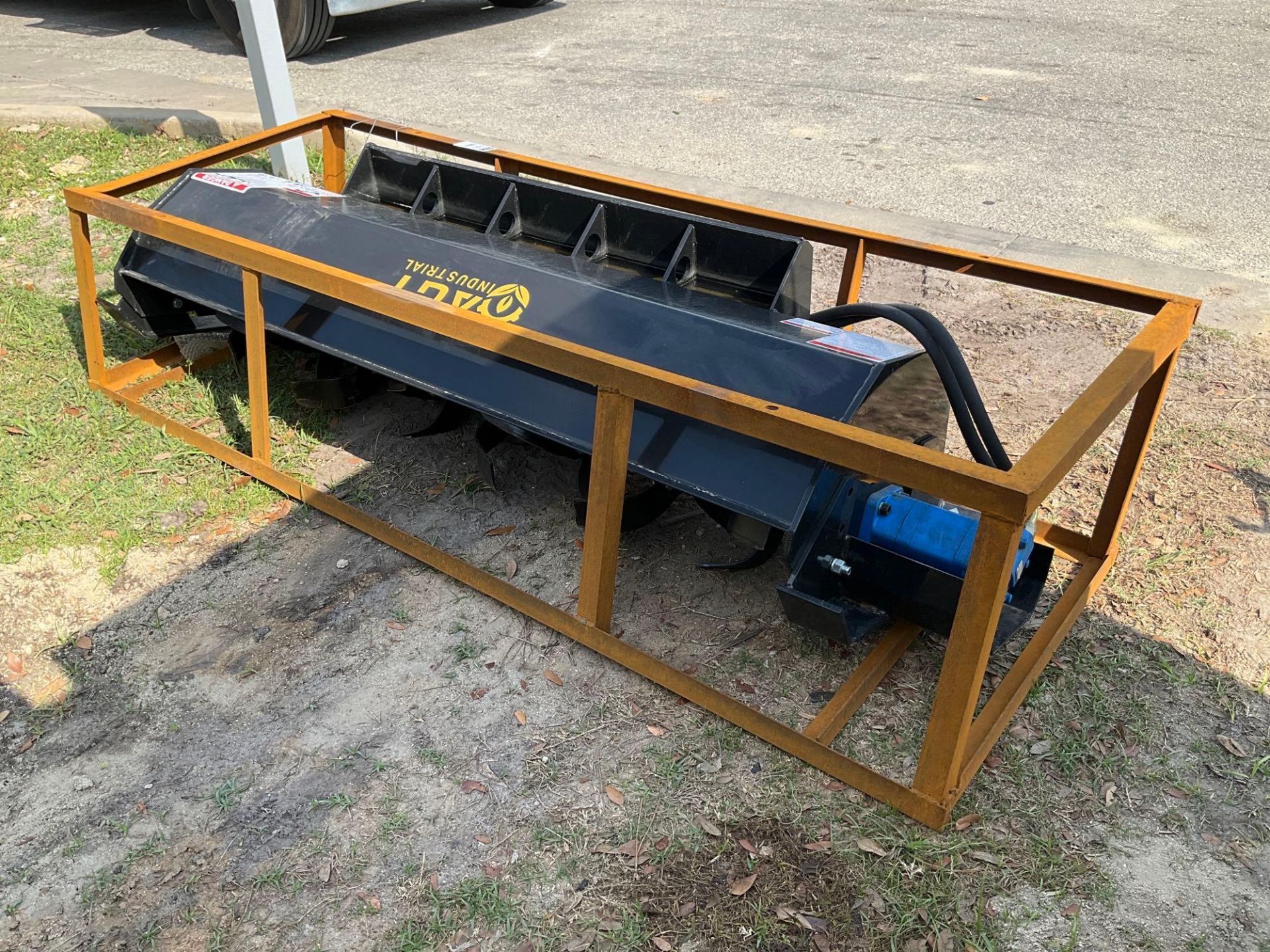 UNUSED 2022 MOWER KING TILLER ATTACHMENT MODEL ECSSTR072 FOR UNIVERSAL SKID STEER , APPROX 72”