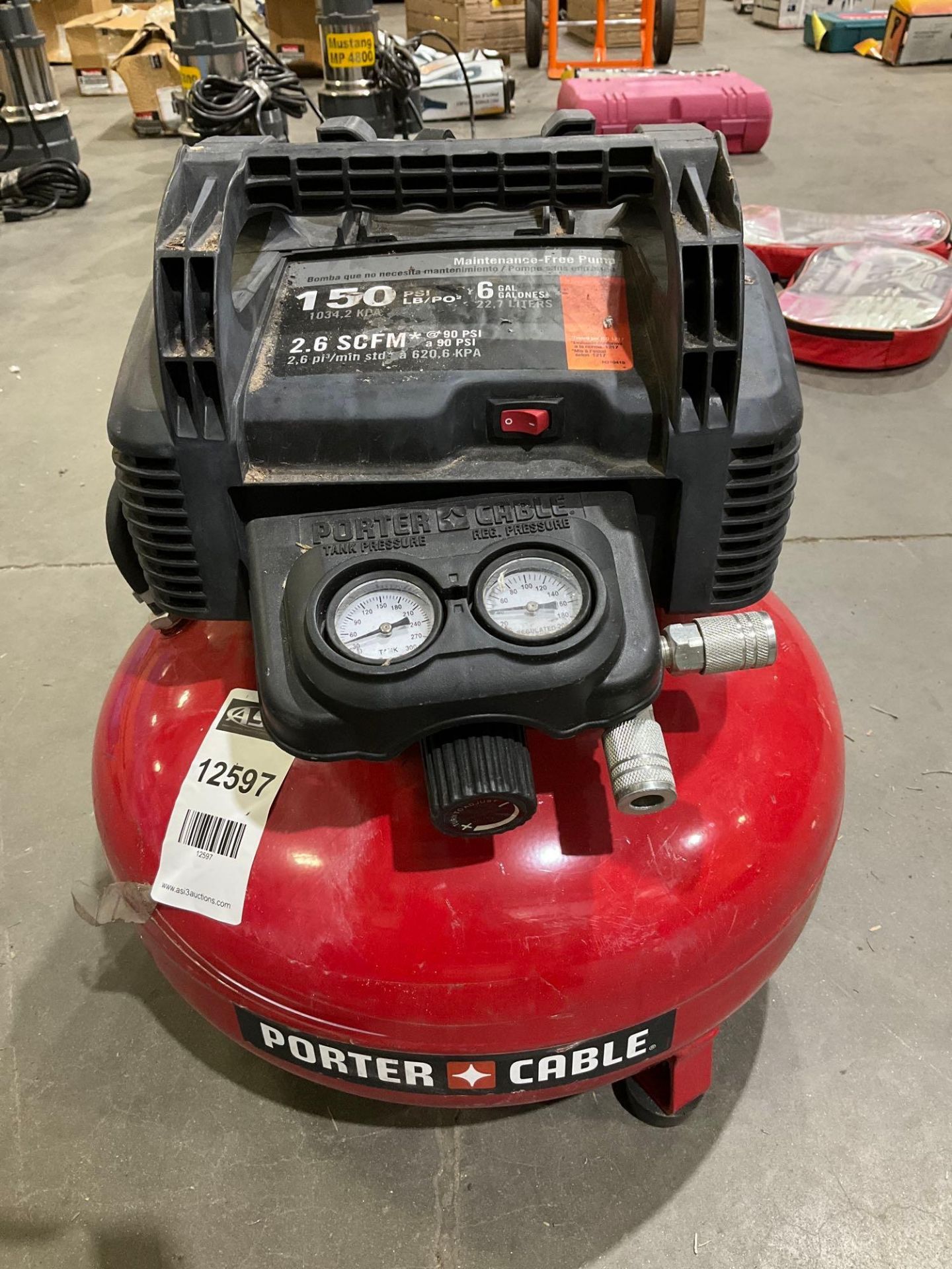 PORTER CABLE 6 GAL 150 PSI PORTABLE ELECTRIC PANCAKE AIR COMPRESSOR MODEL C2002 - Image 2 of 8