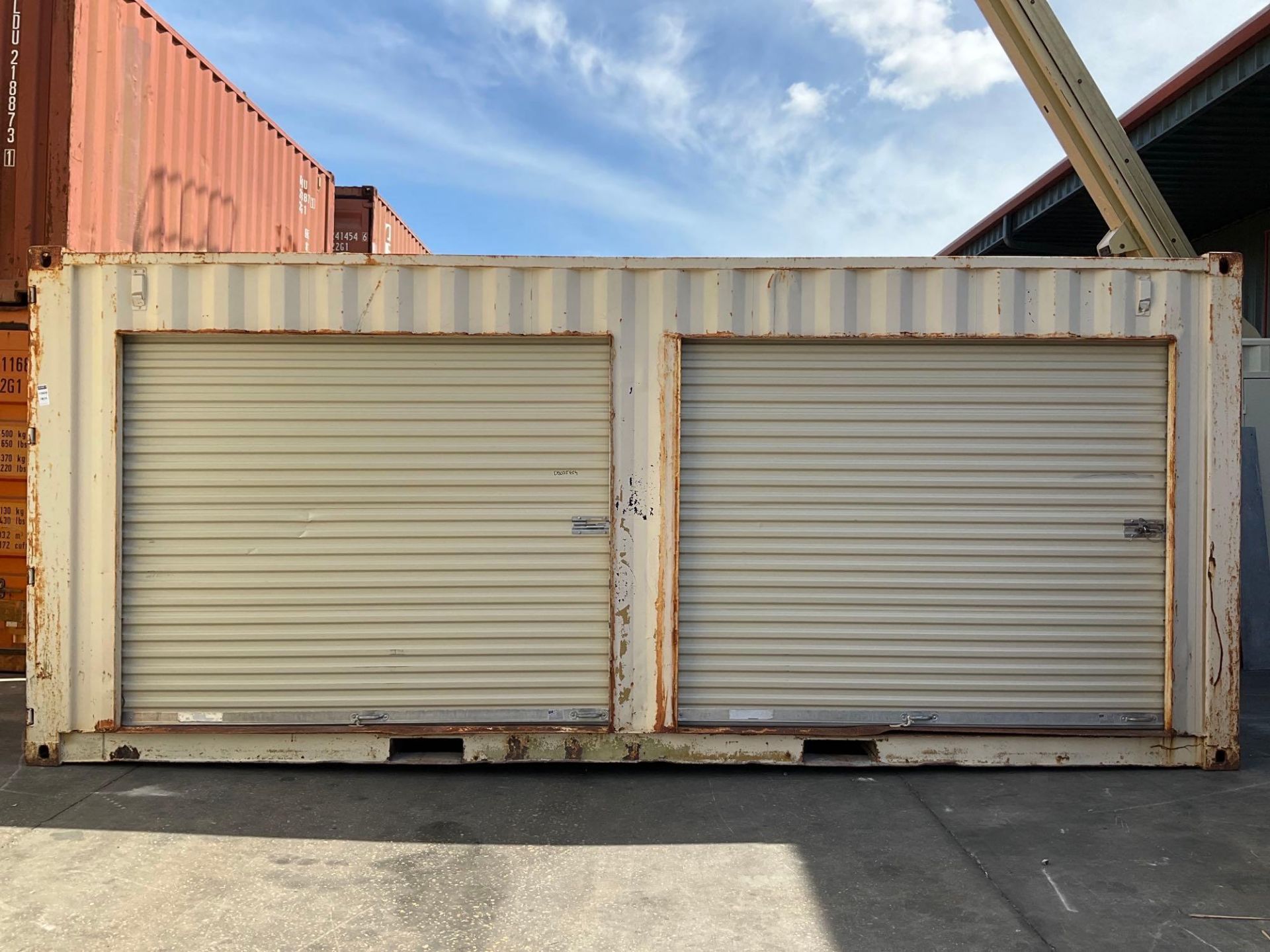 20' STORAGE CONTAINER WITH SIDE ROLL UP DOORS, APPROX 102” TALL x 96” WIDE x 238” DEEP ( CONTENTS NO - Image 2 of 12