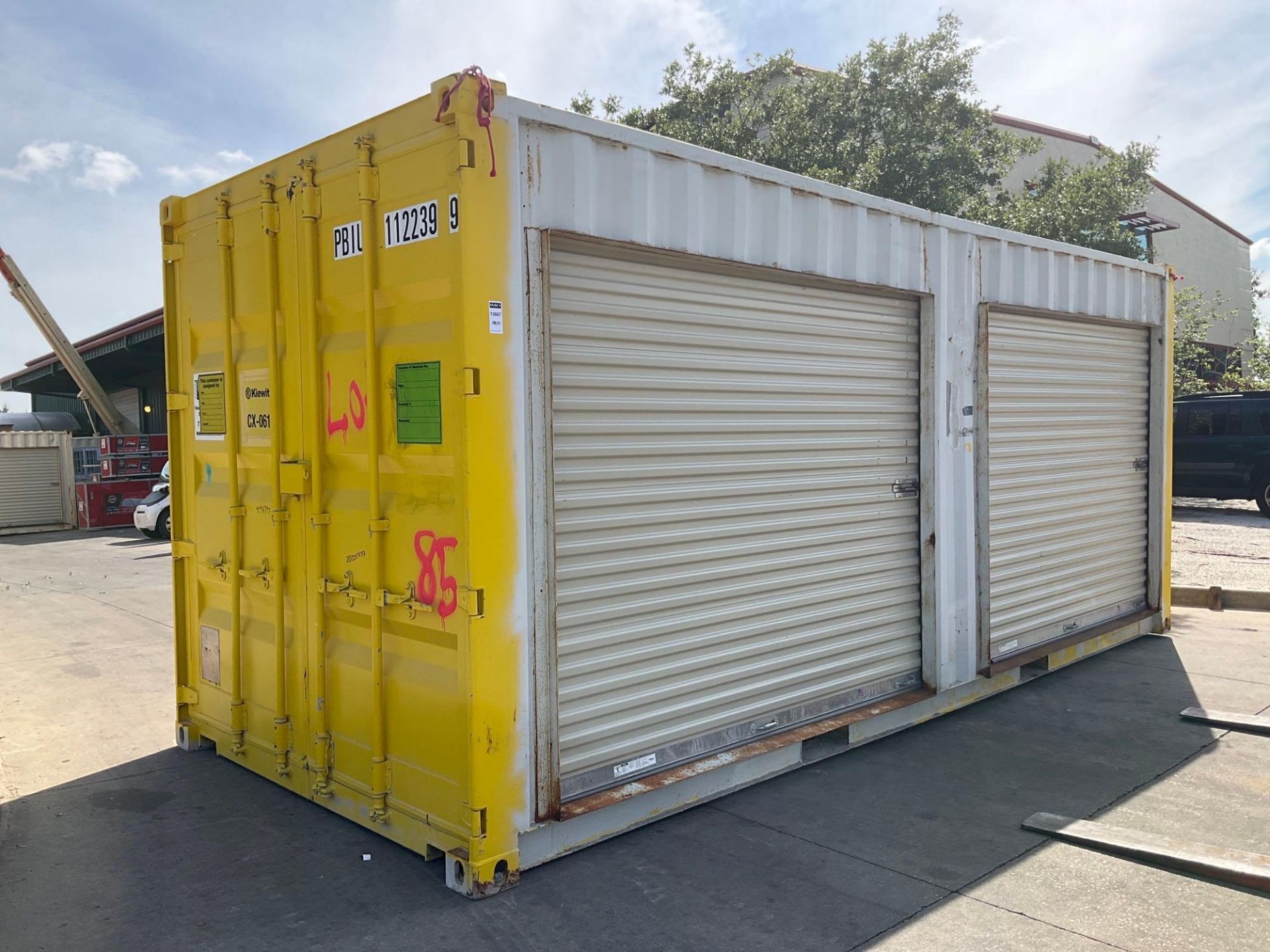 2019 20' STORAGE CONTAINER WITH SIDE ROLL UP DOORS, APPROX 102” TALL x 96” WIDE x 238” DEEP ( CONTEN