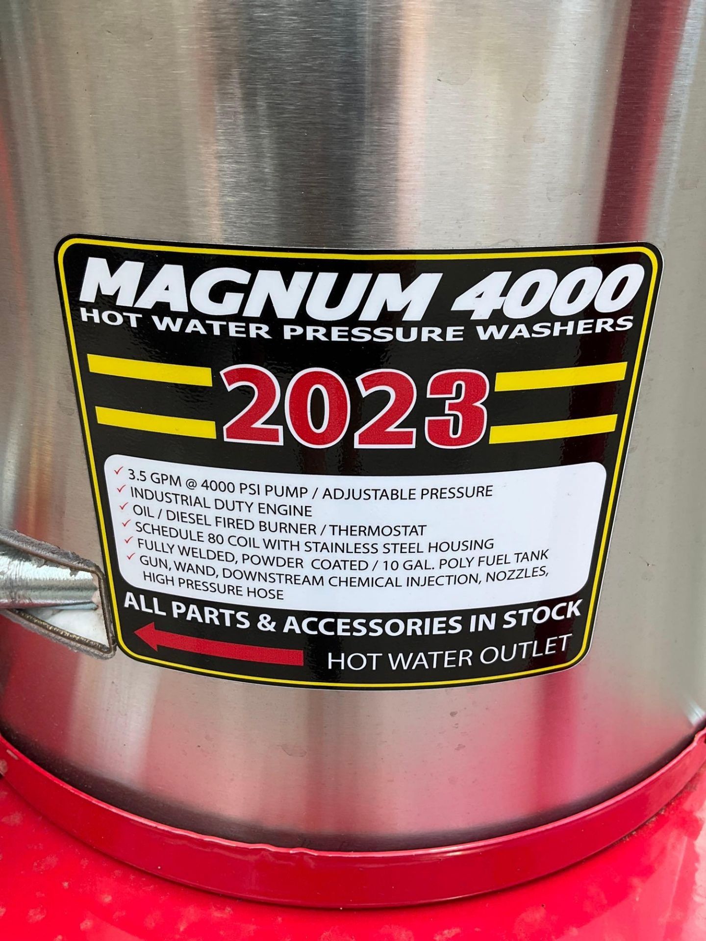 UNUSED 2023 MAGNUM 4000 SERIES GOLD HOT WATER PRESSURE WASHER,DIESEL GAS POWER, ELECTRIC START, APPR - Image 10 of 14