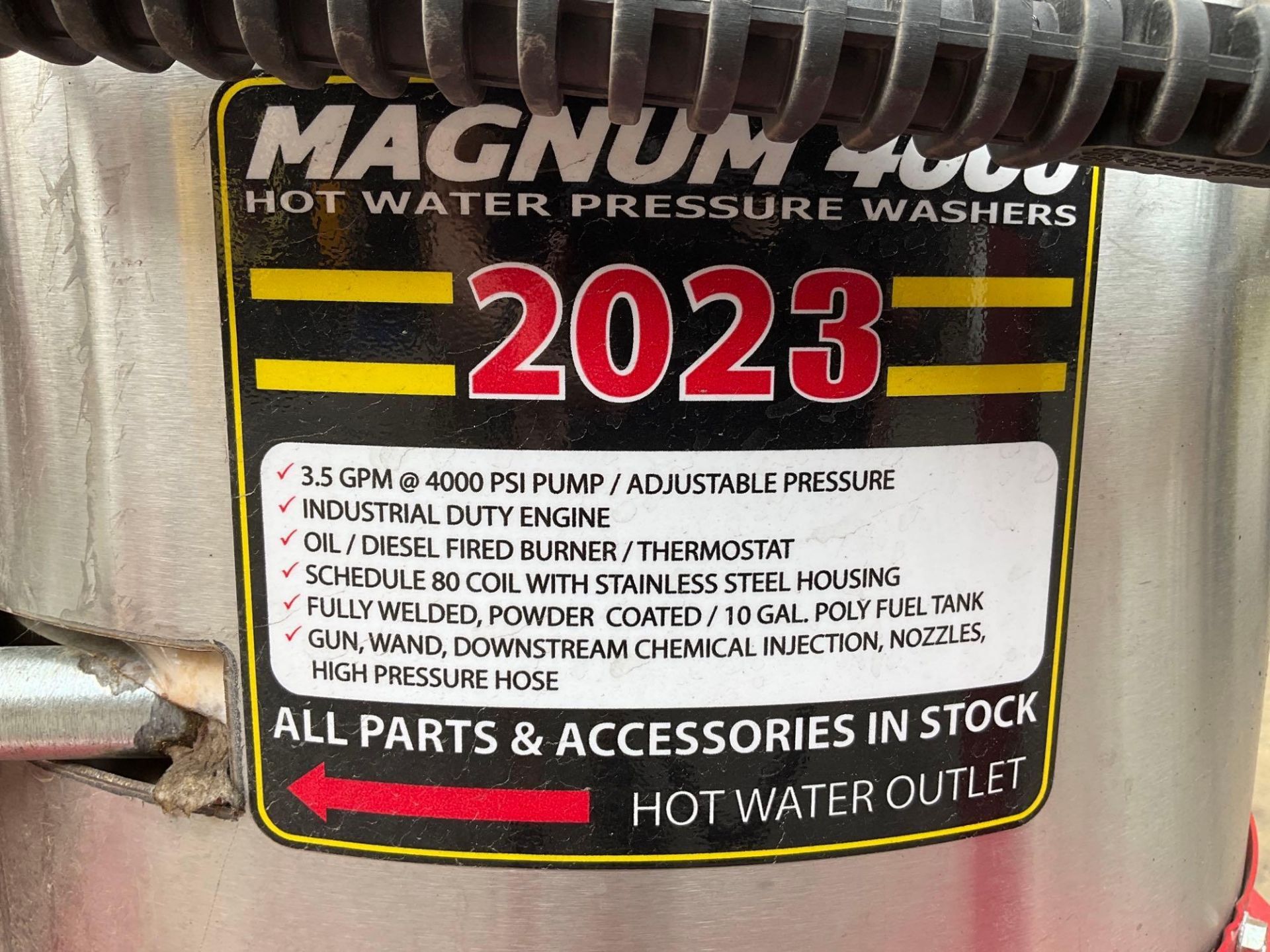 UNUSED 2023 MAGNUM 4000 SERIES GOLD HOT WATER PRESSURE WASHER,DIESEL GAS POWER, ELECTRIC START, APPR - Image 3 of 11