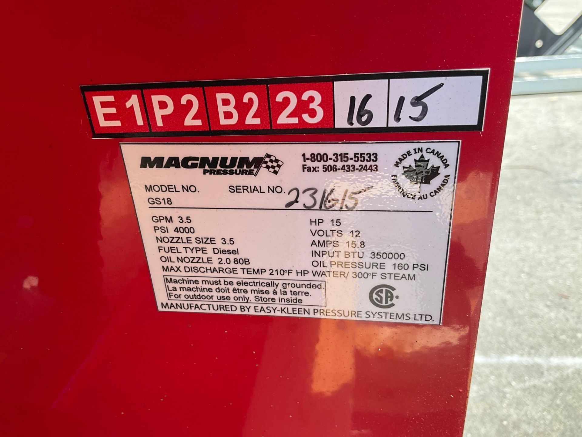 UNUSED 2023 MAGNUM 4000 SERIES GOLD HOT WATER PRESSURE WASHER,DIESEL GAS POWER, ELECTRIC START, APPR - Image 7 of 14