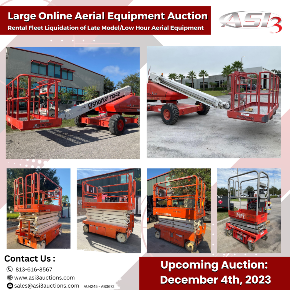 Large Online Aerial Equipment Auction - Rental Fleet Equipment