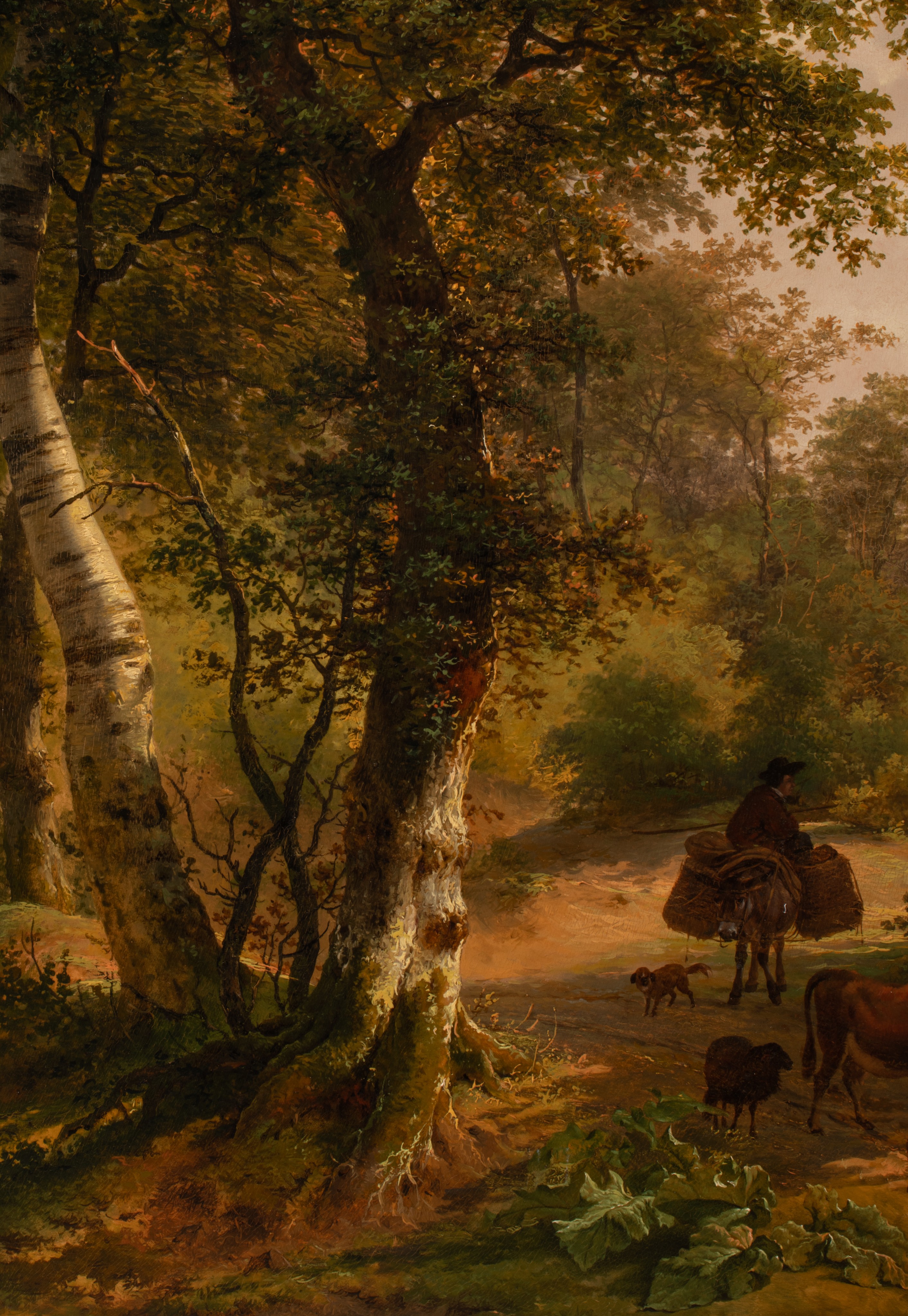 Pierre Hellemans (1787-1845), wooded landscape with shepherd and cattle, oil on panel, 57 x 72 cm - Image 6 of 7