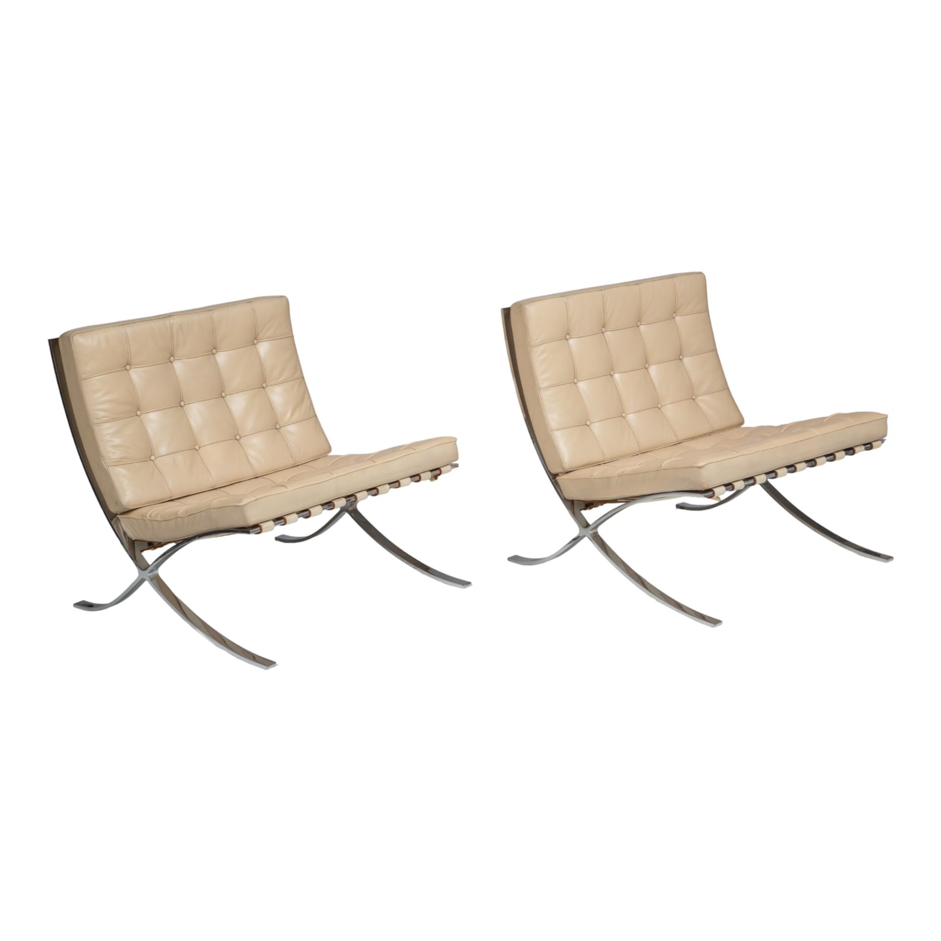 A pair of iconic Barcelona chairs by Ludwig Mies van der Rohe, Knoll International edition, '80s, H - Image 12 of 22