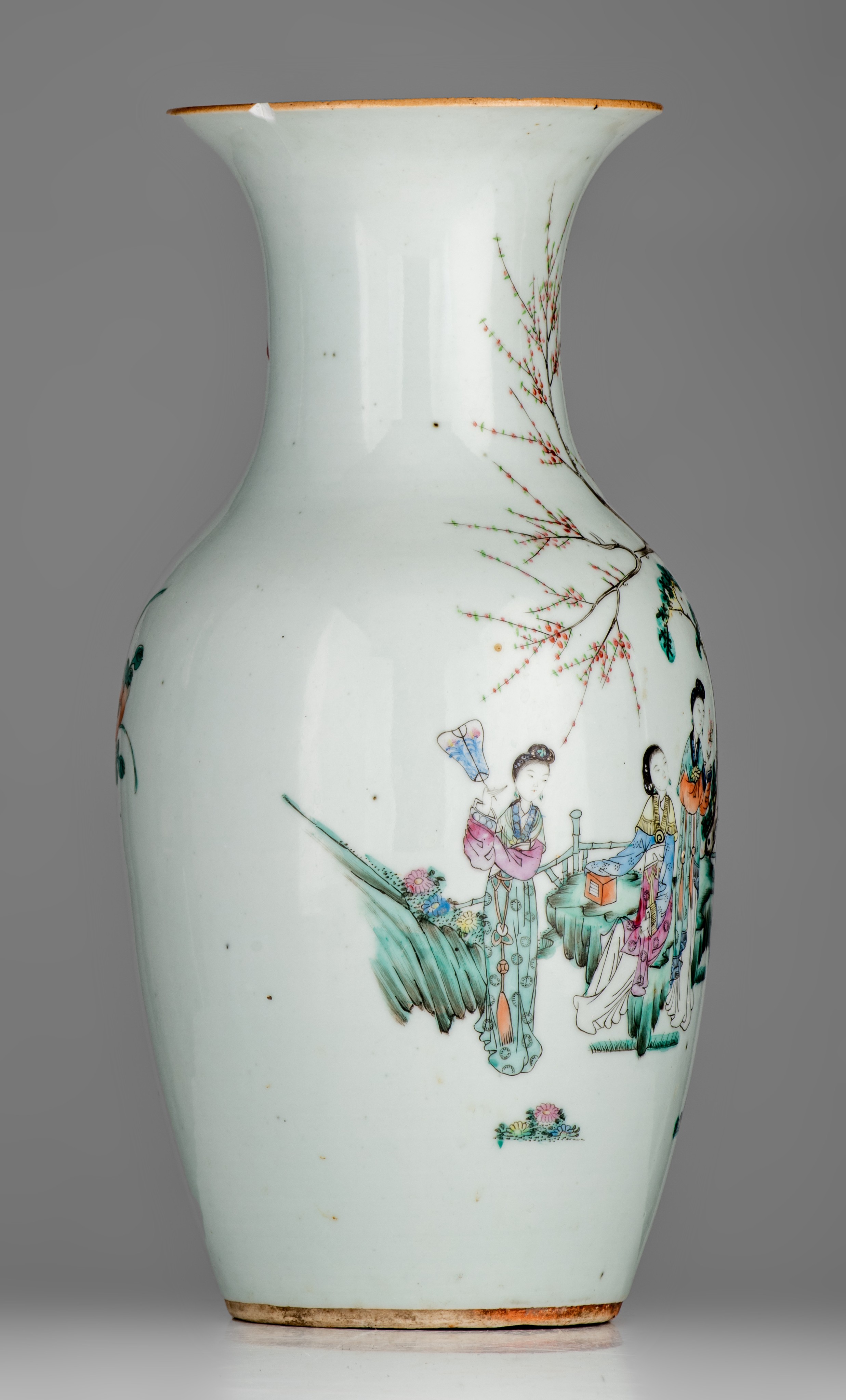 Four Chinese famille rose vases, some with a signed text, 19thC and Republic period, H 42,5 - 43,5 c - Image 5 of 20