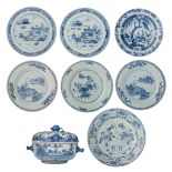 A collection of Chinese blue and white dinnerware, Qianlong period, largest ø 23,5 cm - a Japanese b