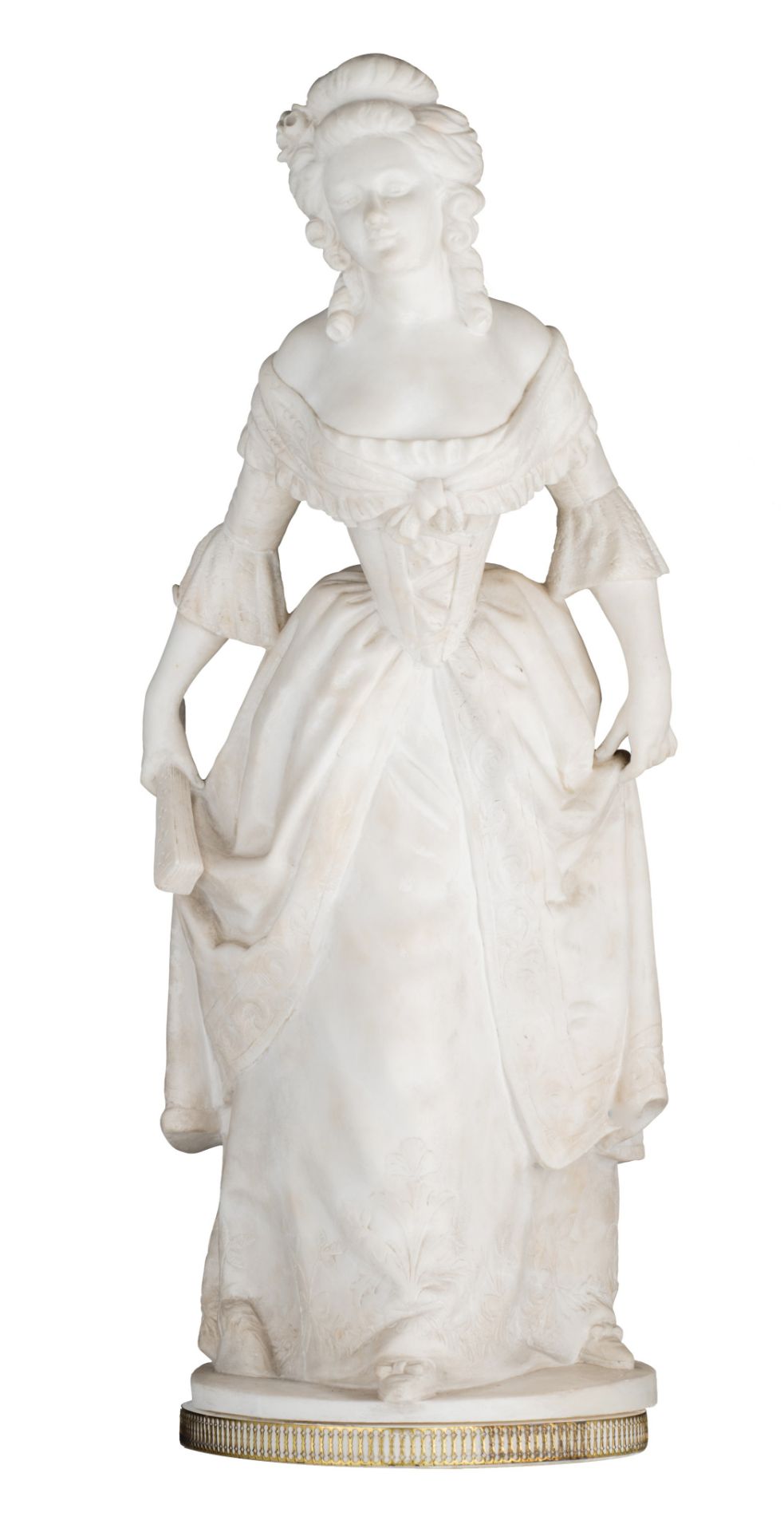 Dominique Alonzo (act. 1910-1930), 'la Révérence', Carrara marble, H 67 cm - Image 9 of 16