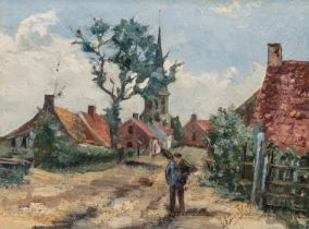 Valerius De Saedeleer (1867-1942), 'Dorpstraat Klemskerke', ca. 1890, oil on canvas, 30 x 40 cm