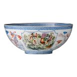 A Chinese famille rose egg-shell porcelain 'Cockerel' bowl, marked, 20thC, H 10 - ø 25 cm