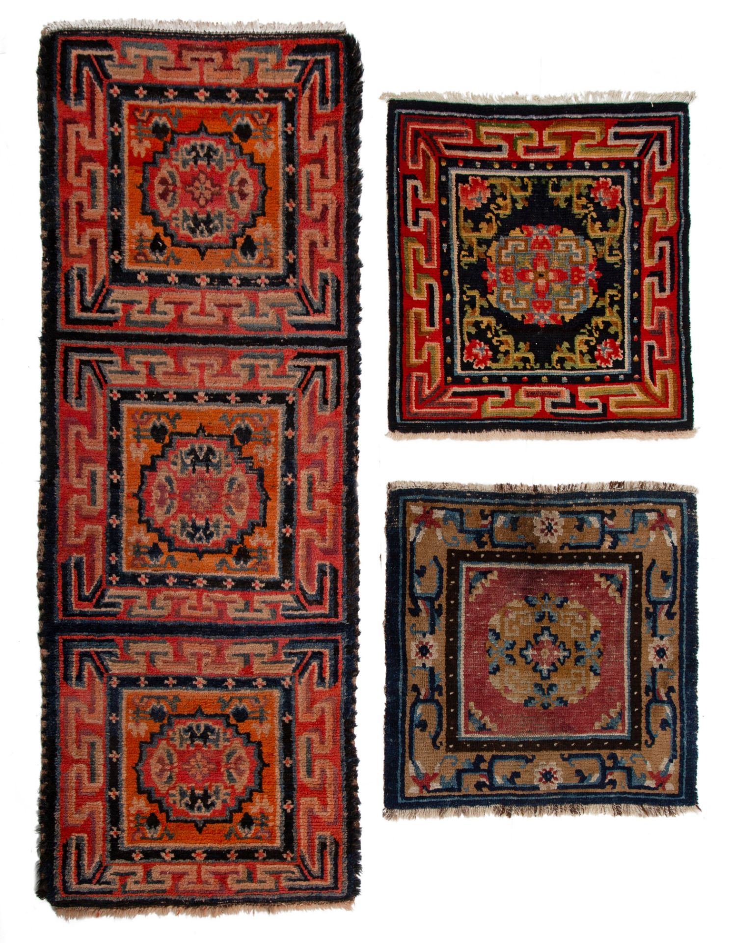 A collection of three Tibetan rugs, early 20thC, 72 x 185 cm, 65 x 68,5 - 68 x 76 cm