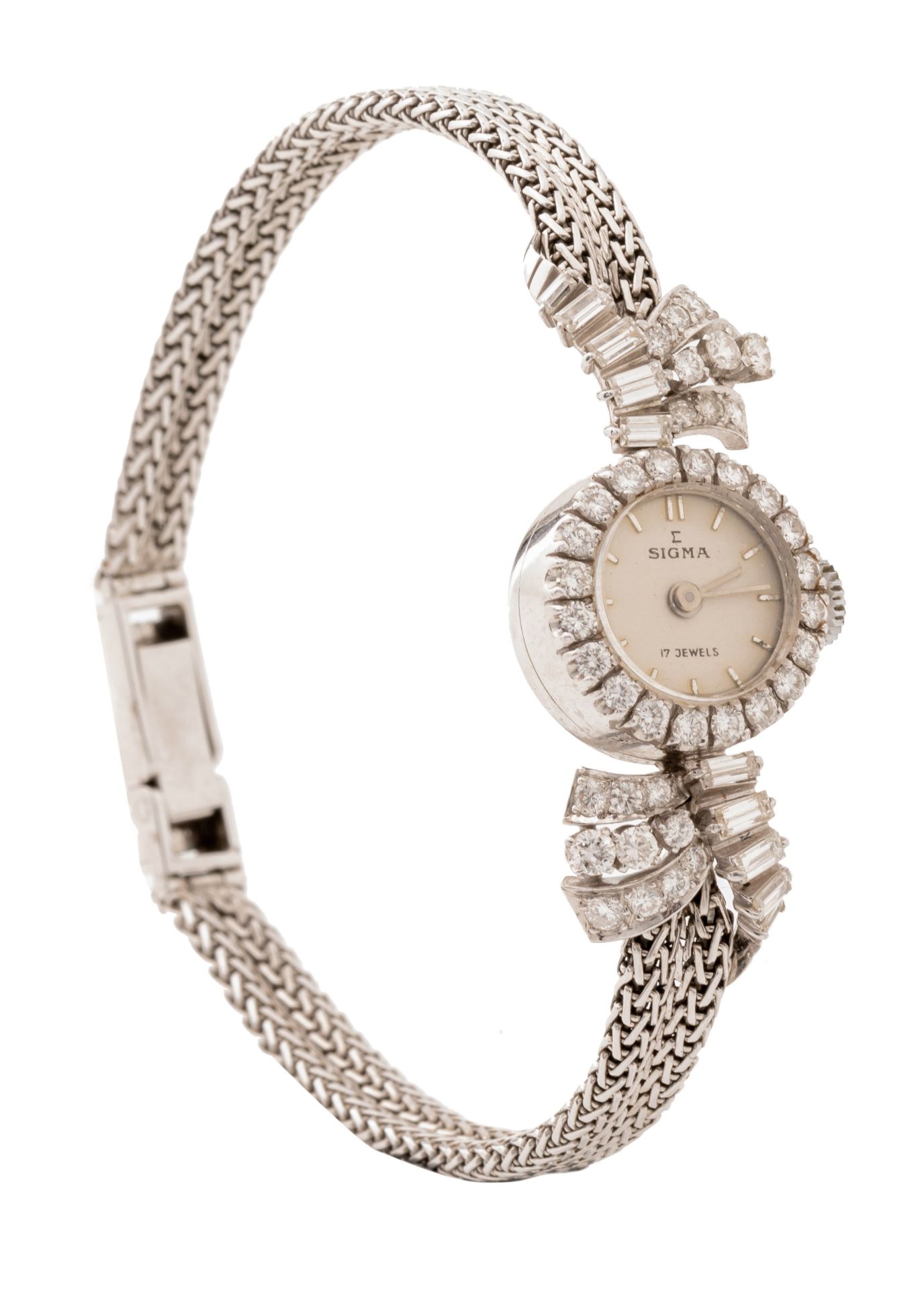 An 18ct platinum Sigma ladies' watch, set with brilliant-cut diamonds