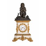 A fine mantle clock by Claude Hémon (1770-1820), Carrara marble with gilt and patinated bronze mount