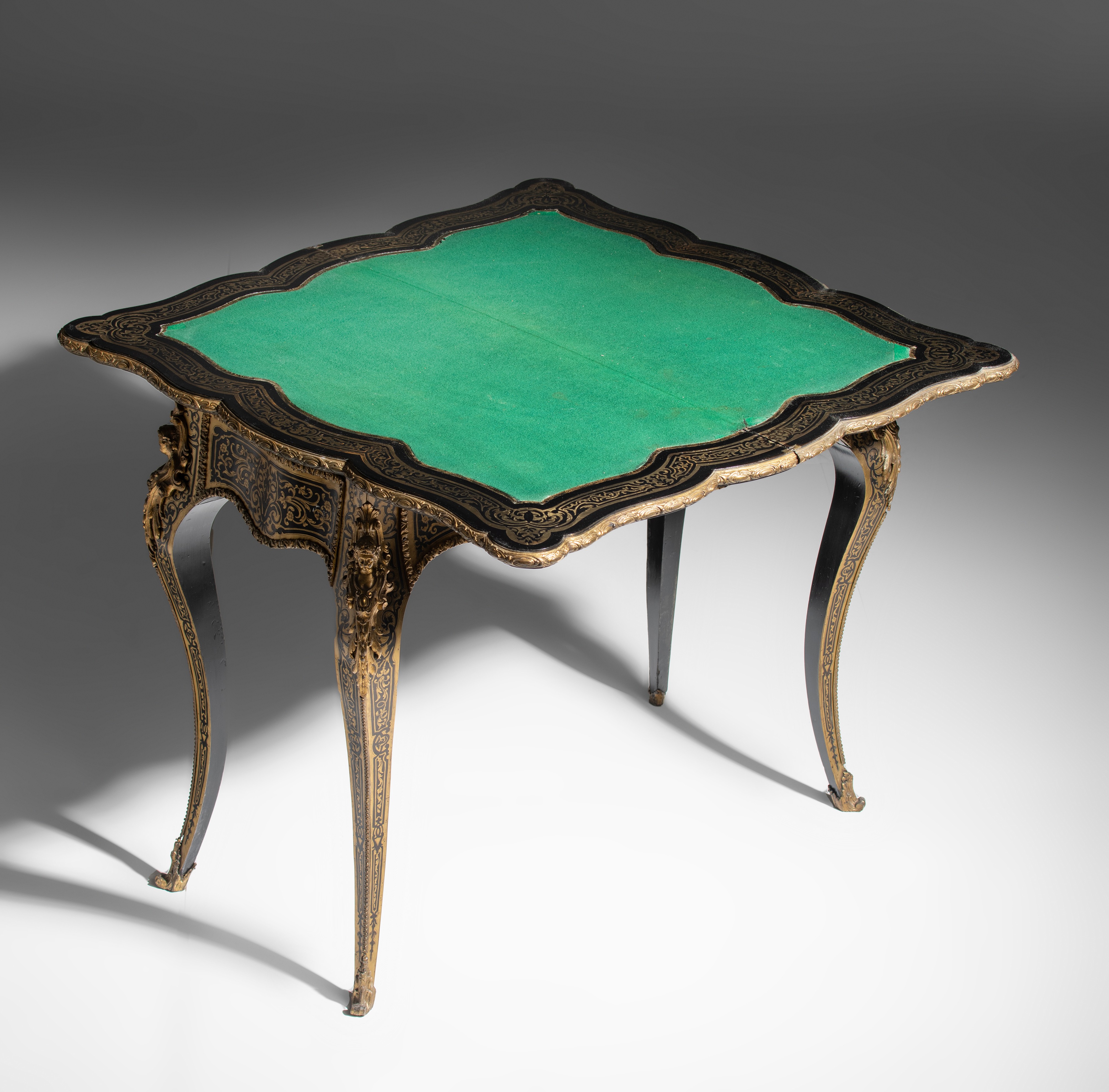 A fine Napoleon III Boulle playing card table, with gilt bronze mounts, H 73 - 75 - W 44 - 88 cm - Image 9 of 10