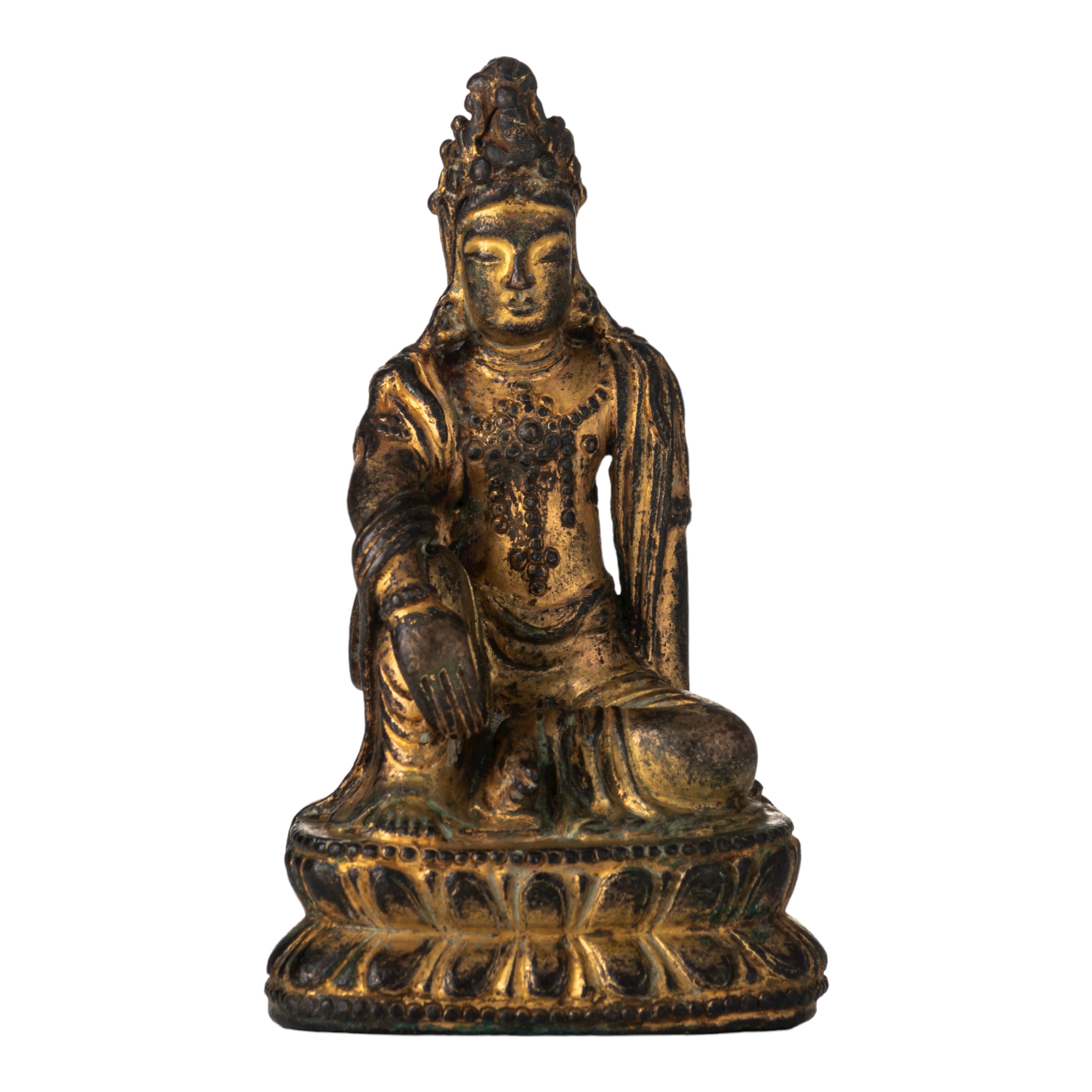 A Chinese Song style gilt-lacquered bronze figure of Bodhisattva Avalokiteshvara in Water Moon Form - Image 2 of 11