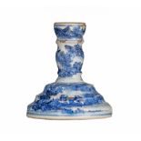 A Chinese blue and white candle holder, with text and marked, Guangxu period, H 14 - ø 12 cm (bottom