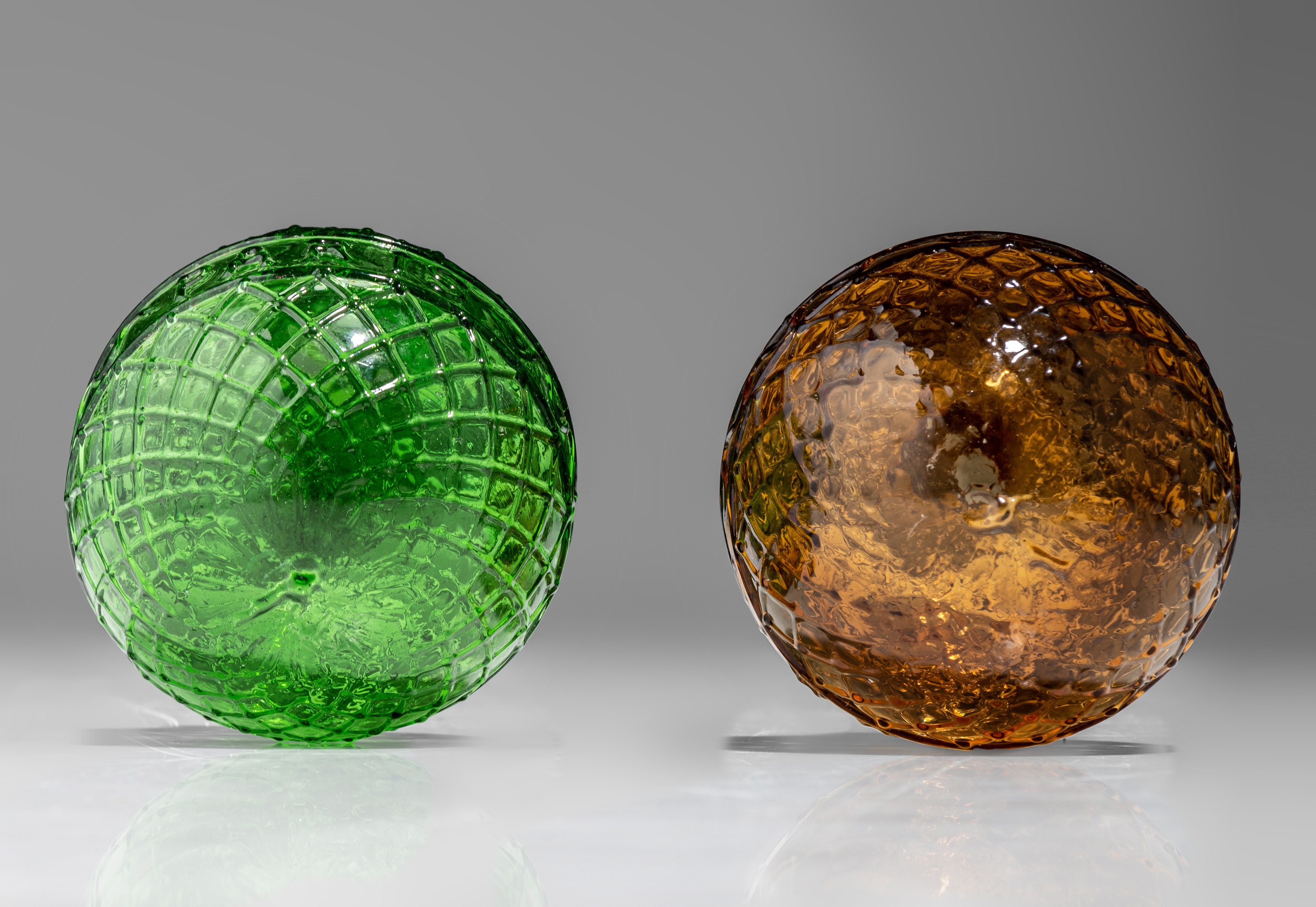Two target balls, green and amber-coloured moulded glass, marked Gevelot - Paris, 1875-1900, H 7 cm - Image 9 of 9