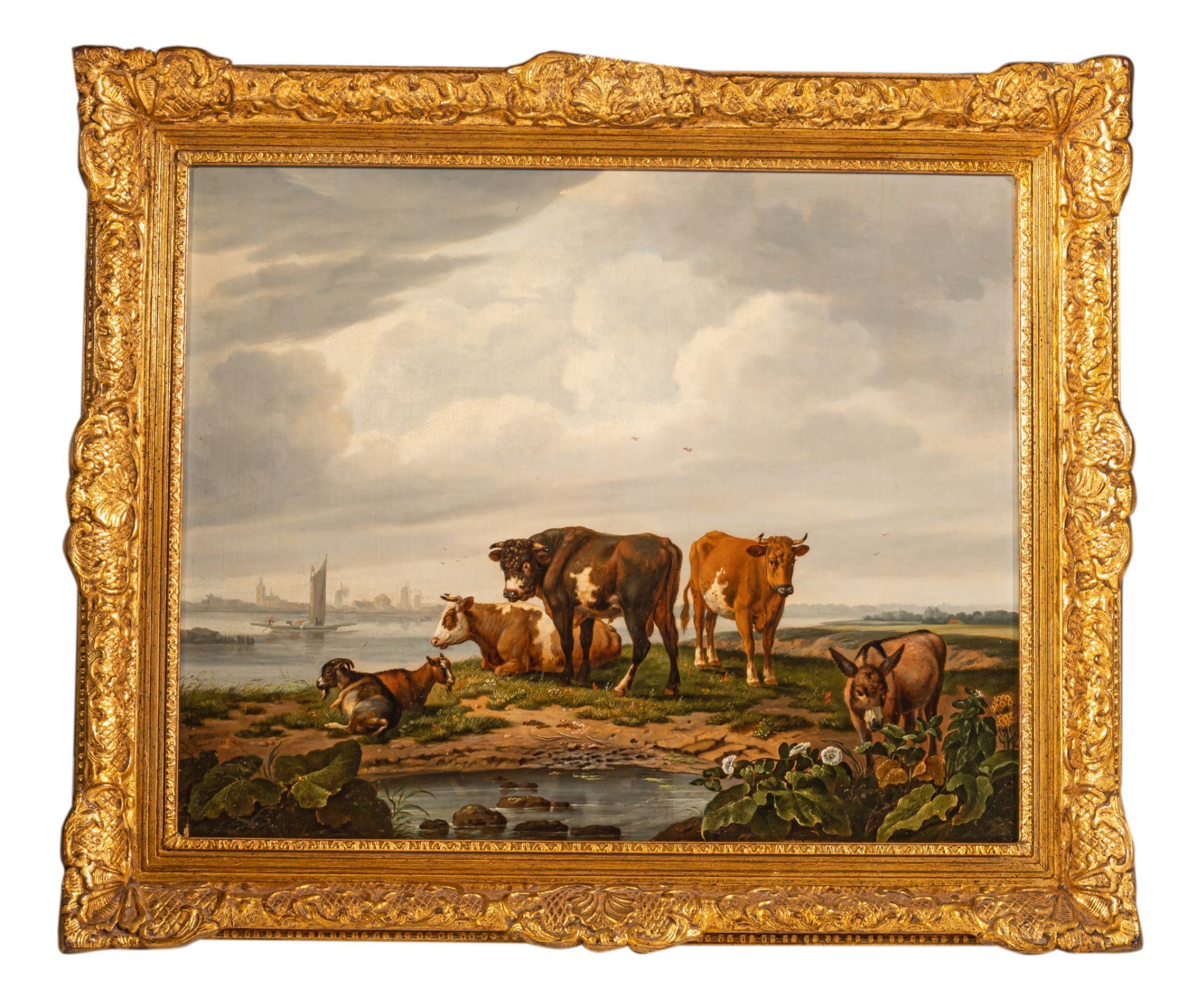 Abraham Bruiningh van Worrell (1787-1832), resting cattle in a landscape, oil on canvas, 51,5 x 63 c - Bild 2 aus 6